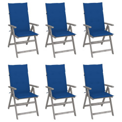 Cadeiras jardim reclináveis c/ almofadões 6 pcs acácia maciça