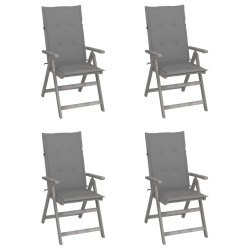 Cadeiras jardim reclináveis c/ almofadões 4 pcs acácia maciça