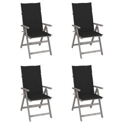 Cadeiras jardim reclináveis c/ almofadões 4 pcs acácia maciça