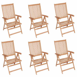 Cadeiras de jardim reclináveis 6 pcs madeira de teca maciça