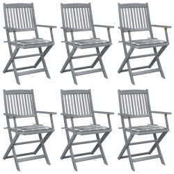 Cadeiras exterior dobráveis c/ almofadões 6 pcs acácia maciça