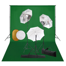 Kit estúdio fotográfico com lâmpadas/sombrinhas/fundo/refletor