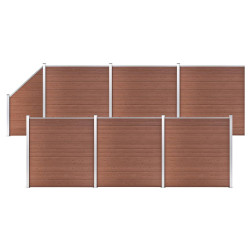 Painel vedação wpc 6 quadrados+1 inclinado 1138x186cm castanho