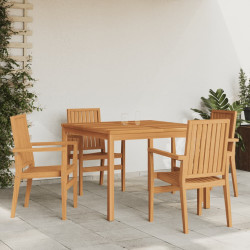 5 Pcs conjunto de jantar p/ jardim madeira de teca maciça