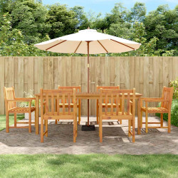 7 Pcs conjunto de jantar para jardim madeira de acácia maciça