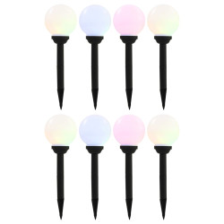 Candeeiro solar de exterior LED 8 pcs esférico 15 cm RGB
