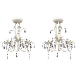 Lustres de teto com contas de cristal 2 pcs branco elegante