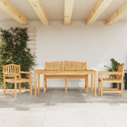 4 Pcs conjunto de jantar p/ jardim madeira de teca maciça