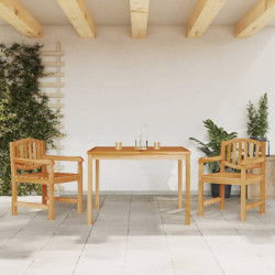 3 Pcs conjunto de jantar para jardim madeira de teca maciça