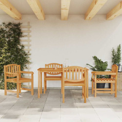 5 Pcs conjunto de jantar p/ jardim madeira de teca maciça