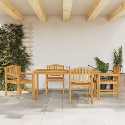 5 Pcs conjunto de jantar p/ jardim madeira de teca maciça