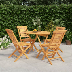5 Pcs conjunto de jantar p/ jardim madeira de teca maciça