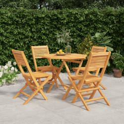 5 Pcs conjunto de jantar p/ jardim madeira de teca maciça