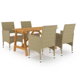 5 Pcs conjunto de jantar para jardim bege