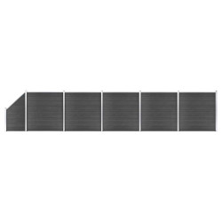 Conjunto de painel de vedação wpc 965x(105-186) cm preto