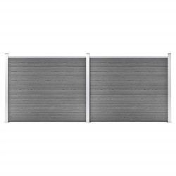 Conjunto painel de cerca 353x146 cm wpc cinzento