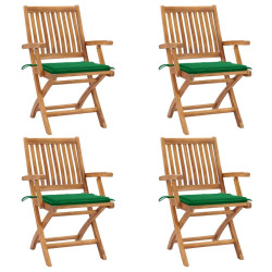 Cadeiras de jardim dobráveis c/ almofadões 4 pcs teca maciça