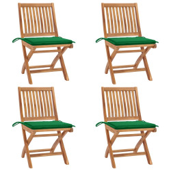 Cadeiras de jardim dobráveis c/ almofadões 4 pcs teca maciça