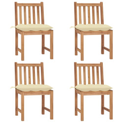 Cadeiras de jardim c/ almofadões 4 pcs madeira de teca maciça