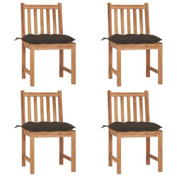 Cadeiras de jardim c/ almofadões 4 pcs madeira de teca maciça
