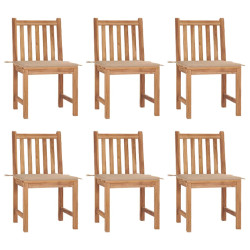 Cadeiras de jardim 6 pcs c/ almofadões madeira de teca maciça