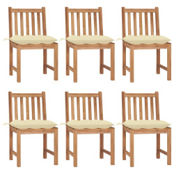 Cadeiras de jardim 6 pcs c/ almofadões madeira de teca maciça