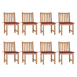 Cadeiras de jardim 8 pcs c/ almofadões madeira de teca maciça