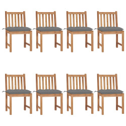 Cadeiras de jardim 8 pcs c/ almofadões madeira de teca maciça
