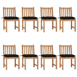 Cadeiras de jardim 8 pcs c/ almofadões madeira de teca maciça