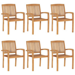 Cadeiras de jardim empiháveis 6 pcs madeira teca maciça