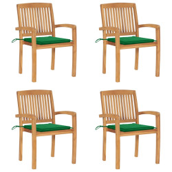 Cadeiras de jardim empiháveis c/ almofadões 4 pcs teca maciça