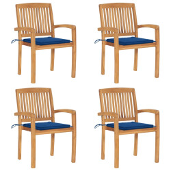 Cadeiras de jardim empiháveis c/ almofadões 4 pcs teca maciça