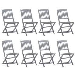 Cadeiras de exterior dobráveis 8pcs c/ almofadões acácia maciça