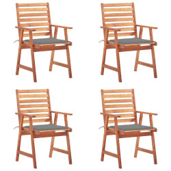 Cadeiras de jantar p/ jardim 4 pcs c/ almofadões acácia maciça