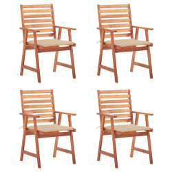 Cadeiras de jantar p/ jardim 4 pcs c/ almofadões acácia maciça
