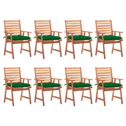 Cadeiras de jantar p/ jardim 8 pcs c/ almofadões acácia maciça