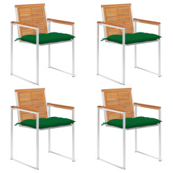Cadeiras de jardim c/ almofadões 4 pcs madeira de acácia maciça