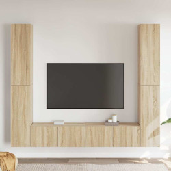 6Pcs conjunto de móveis de TV derivados madeira carvalho sonoma