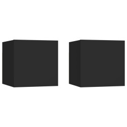 Mesas de cabeceira 2 pcs 30,5x30x30 cm derivados madeira preto