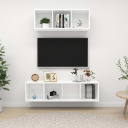2 Pcs conjunto de móveis de TV contraplacado branco
