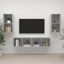Armários de parede para TV 4pcs derivados madeira cinza cimento
