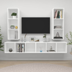 Armários de parede para TV 4 pcs contraplacado branco