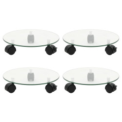 Bases com rodas p/ vasos 4 pcs vidro temperado 28 cm redondo
