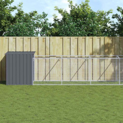 Casota p/ cães c/ parque 110x609x110 cm aço galvaniz. antracite