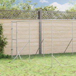 Canil de exterior 4x12x2 m aço galvanizado prateado