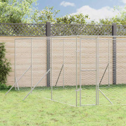 Canil de exterior 6x6x2 m aço galvanizado prateado