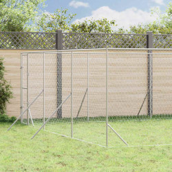 Canil de exterior 6x14x2 m aço galvanizado prateado