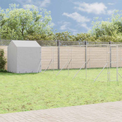 Canil de exterior com teto 10x10x2,5 m aço galvanizado prateado