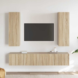 4Pcs conjunto de móveis de TV derivados madeira carvalho sonoma