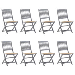Cadeiras de exterior dobráveis 8pcs c/ almofadões acácia maciça